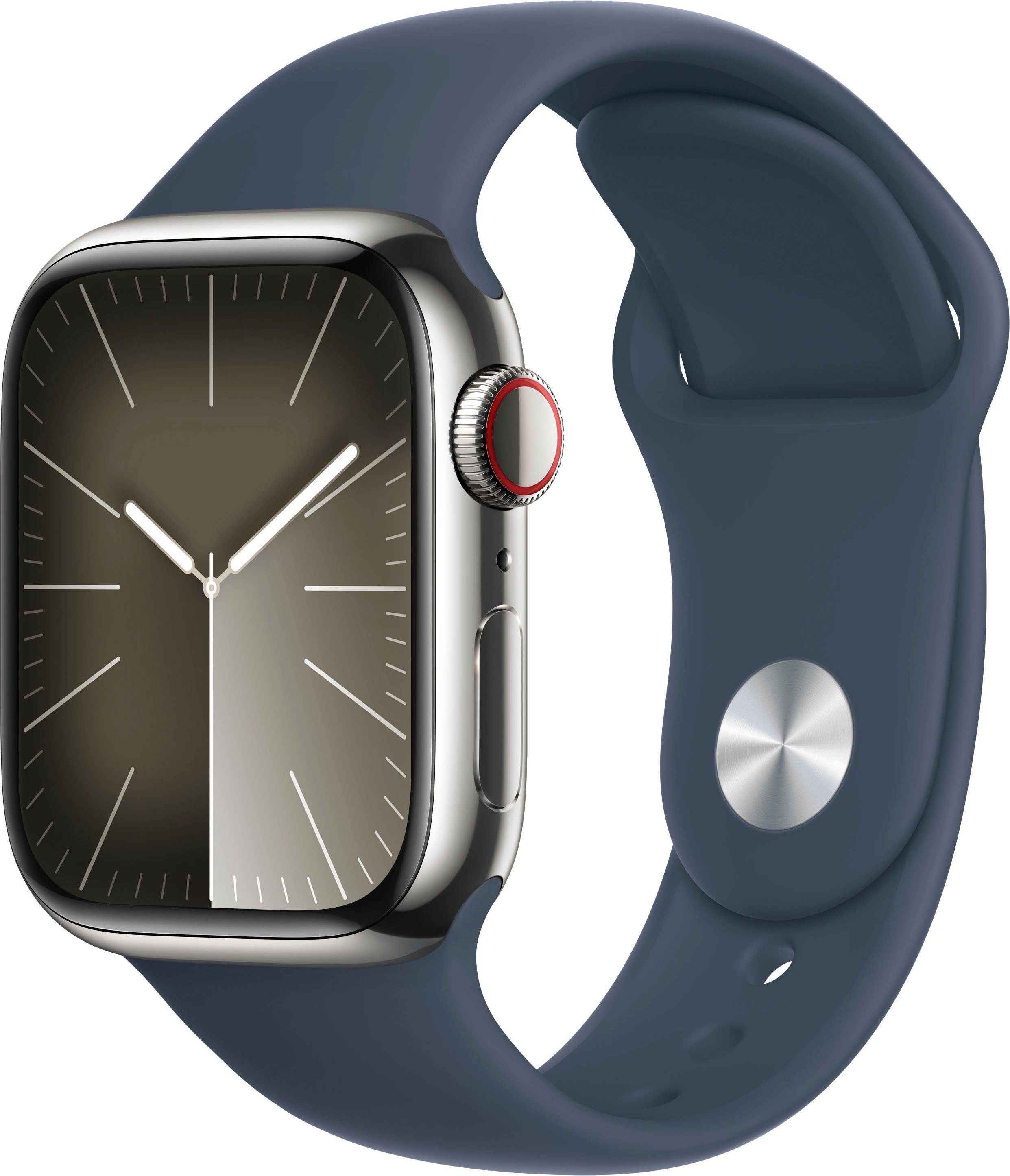Apple Watch Series 9 GPS Cellular 41mm Edelstahl Smartwatch 4 1 cm 1 61 Zoll Watch OS 10 Sport Band